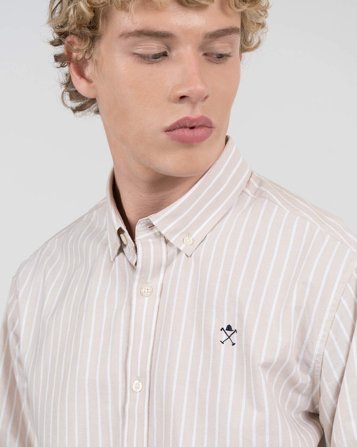 Camisa shoreline elite de algodón a rayas anchas - Harper & Neyer - Crudo Crudo-4