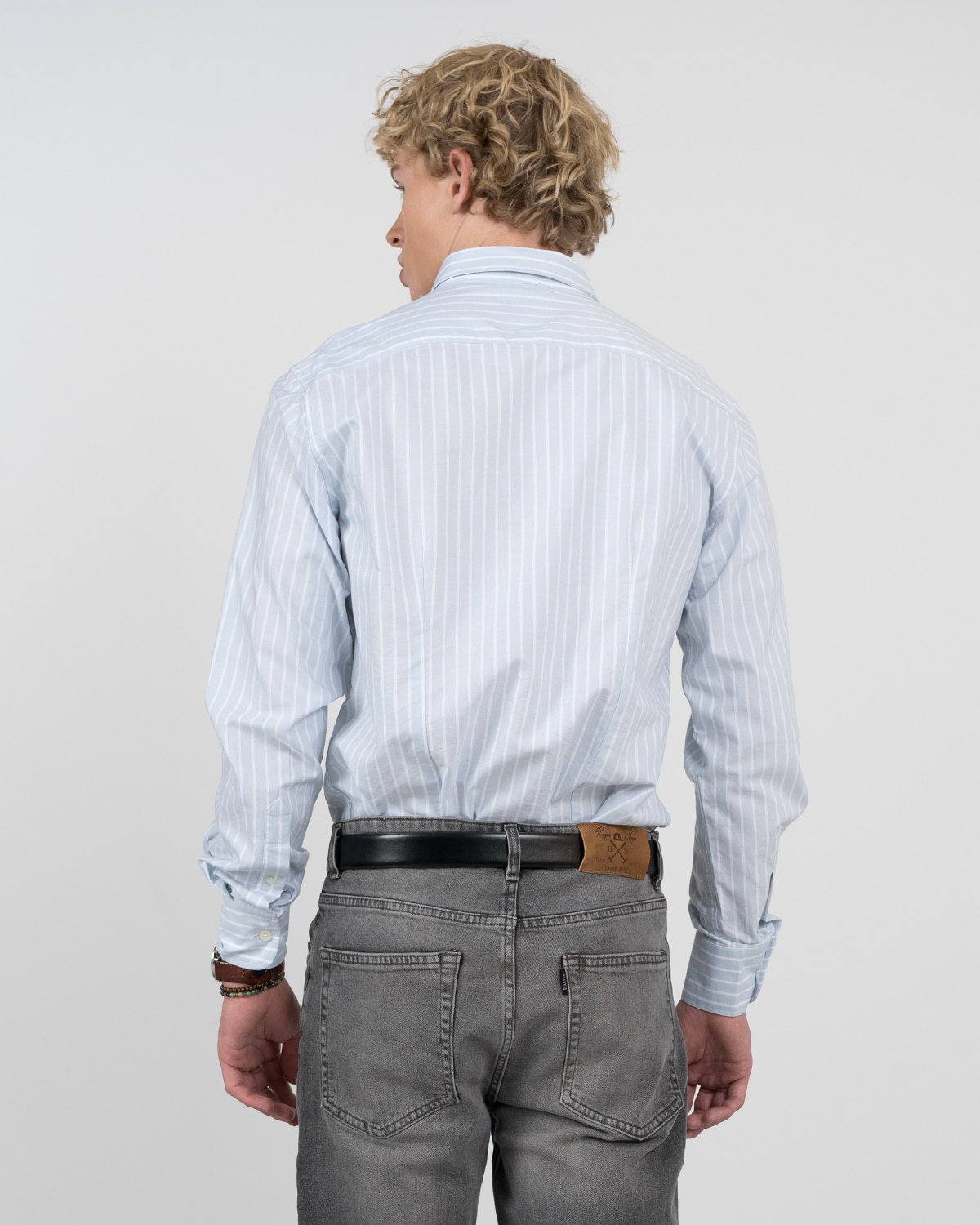 Camisa shoreline elite de algodón a rayas anchas - Harper & Neyer - Azul claro Azul claro-2