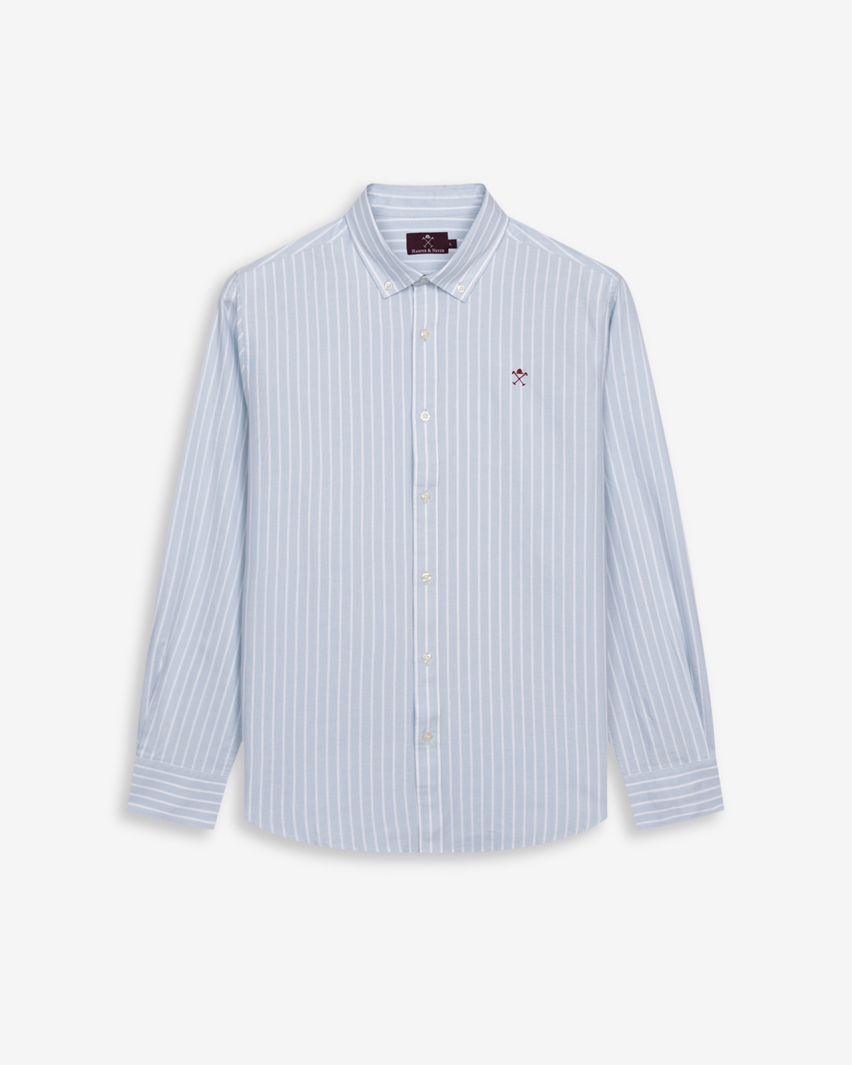 Camisa shoreline elite de algodón a rayas anchas - Harper & Neyer - Azul claro Azul claro-6