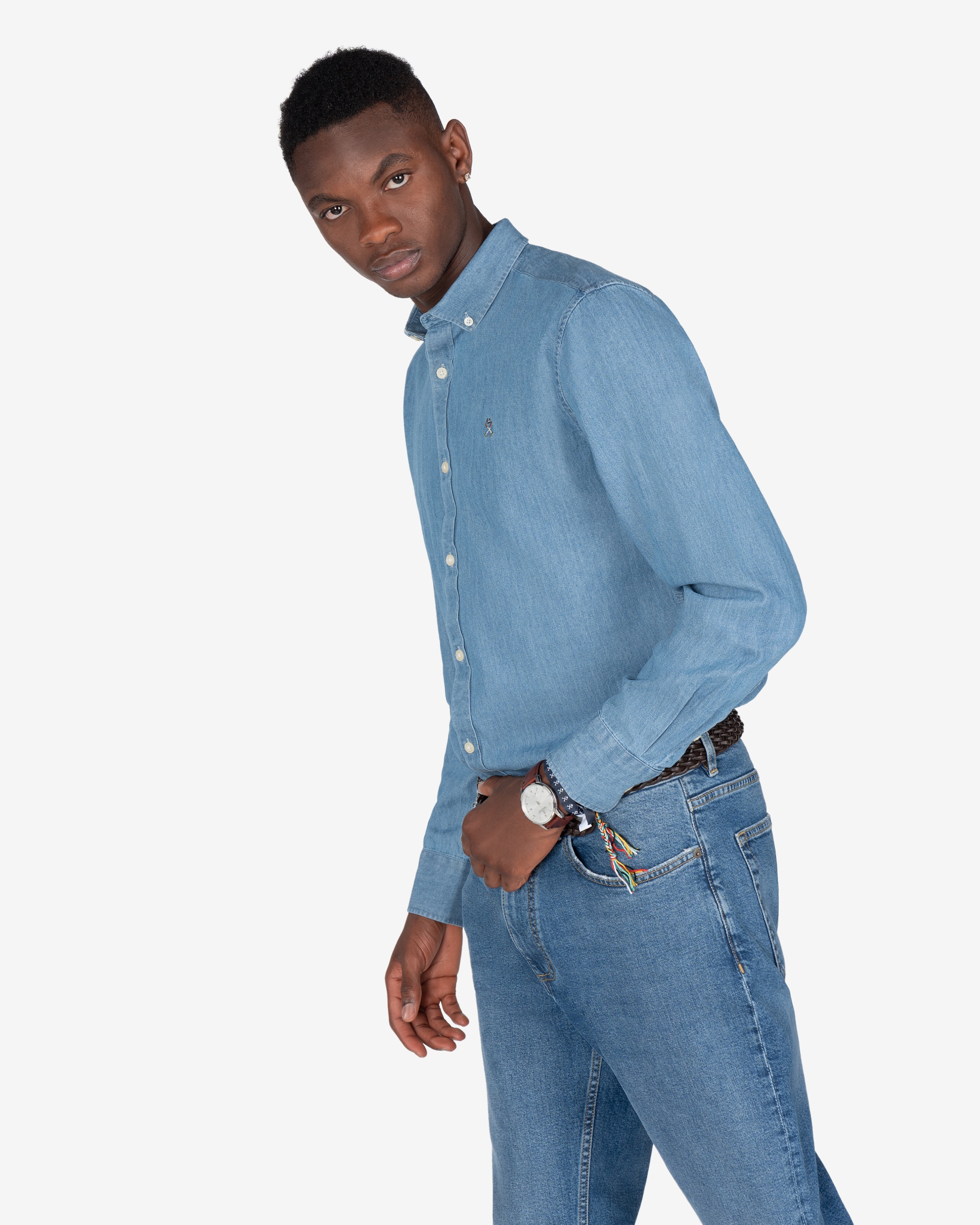 Camisa vaquera de hombre lisa - Harper & Neyer - Azul Azul-1