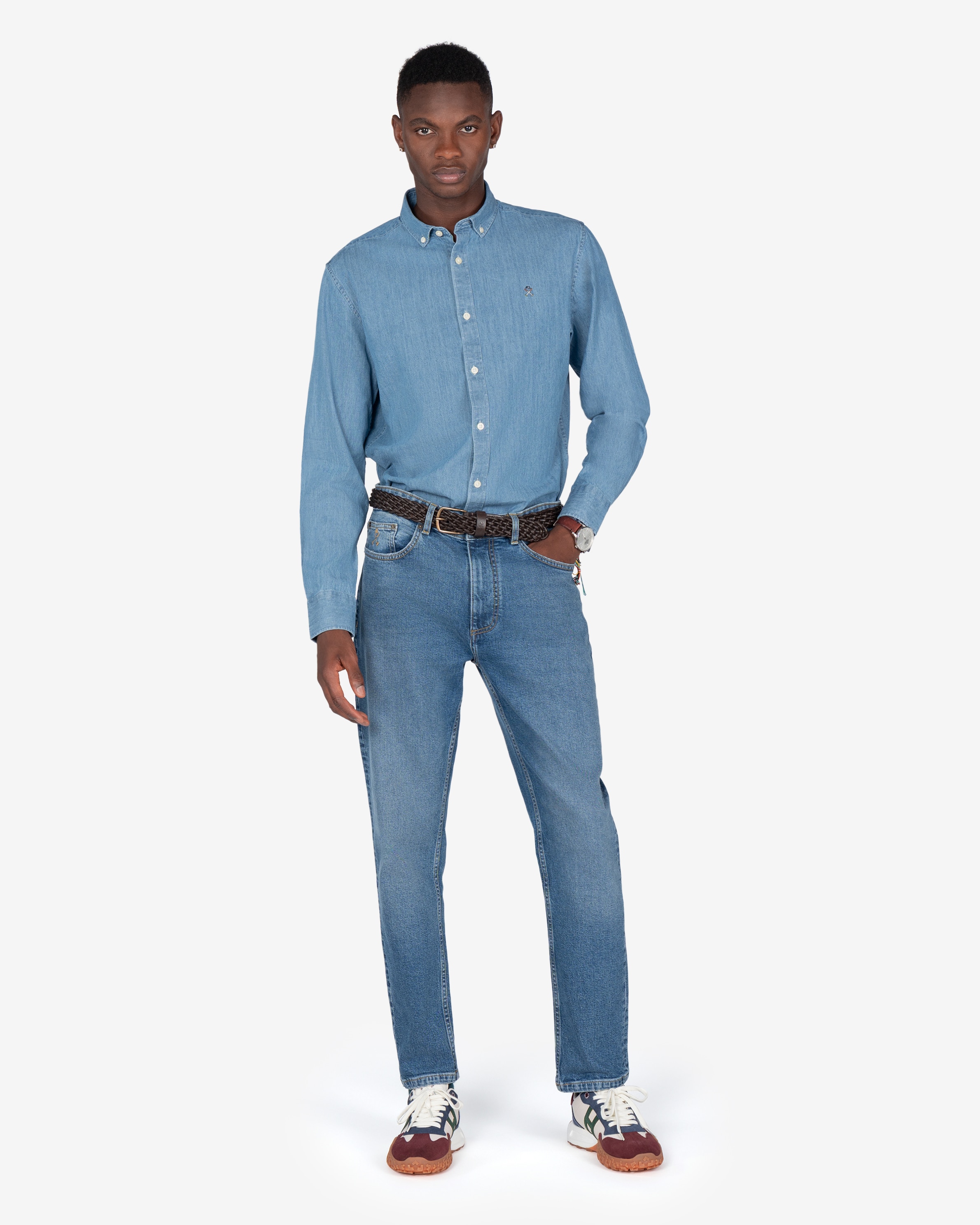 Camisa vaquera de hombre lisa - Harper & Neyer - Azul Azul-3