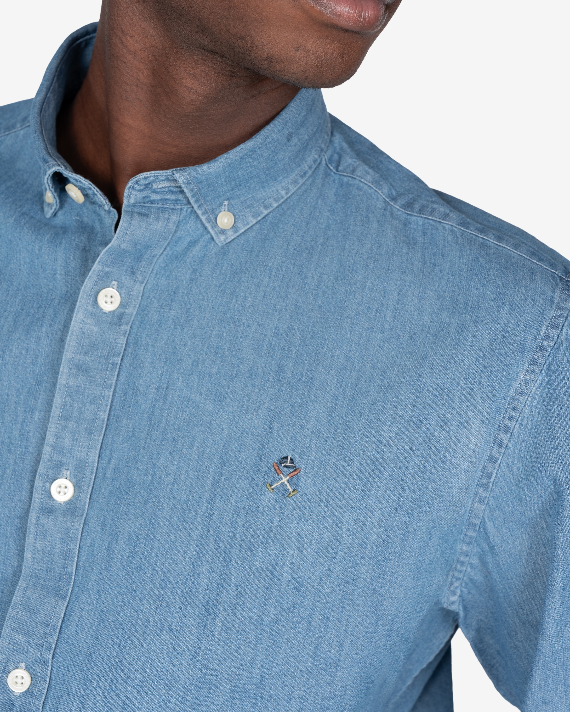 Camisa vaquera de hombre lisa - Harper & Neyer - Azul Azul-4