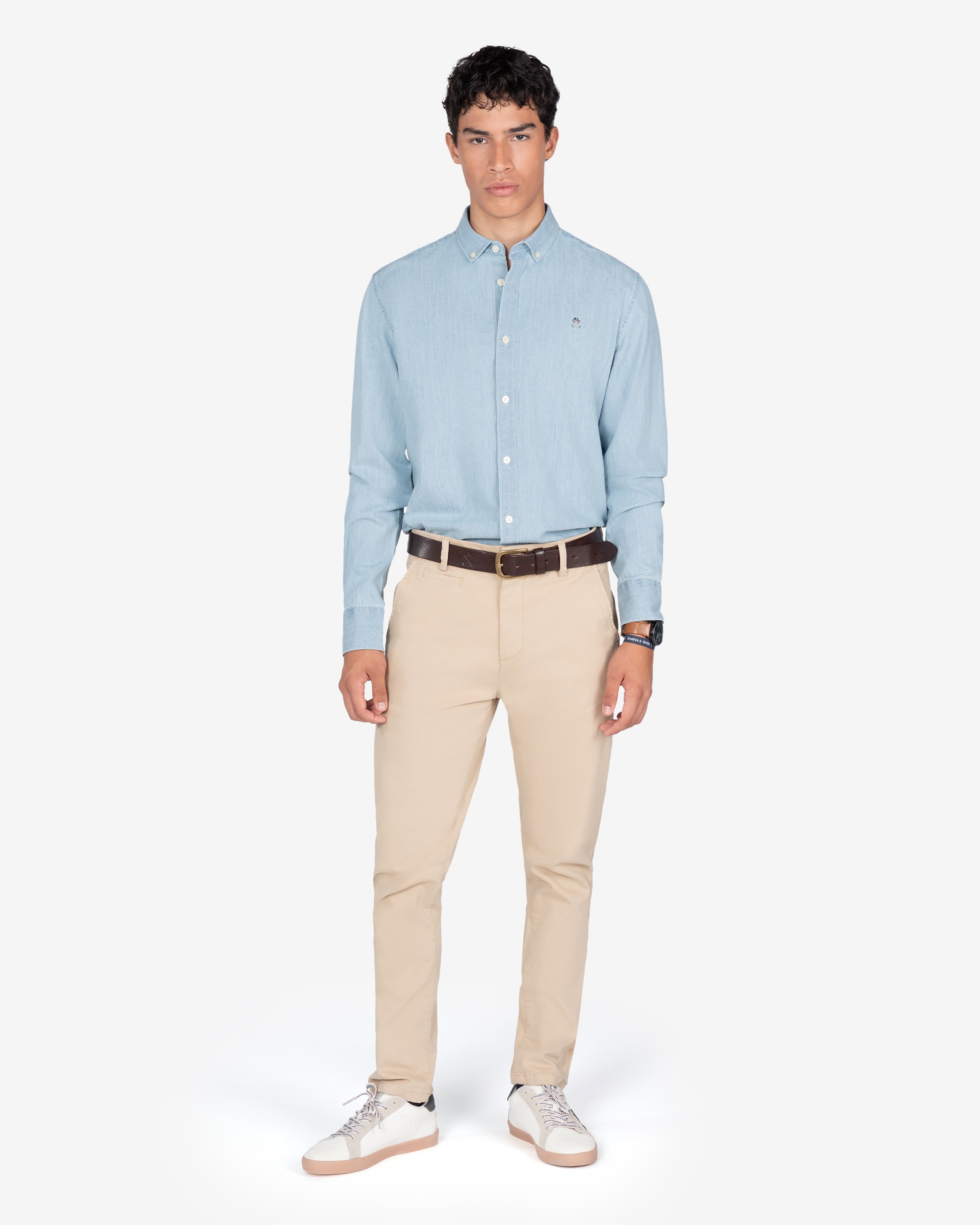 Camisa vaquera de hombre lisa - Harper & Neyer - Azul claro Azul claro-3