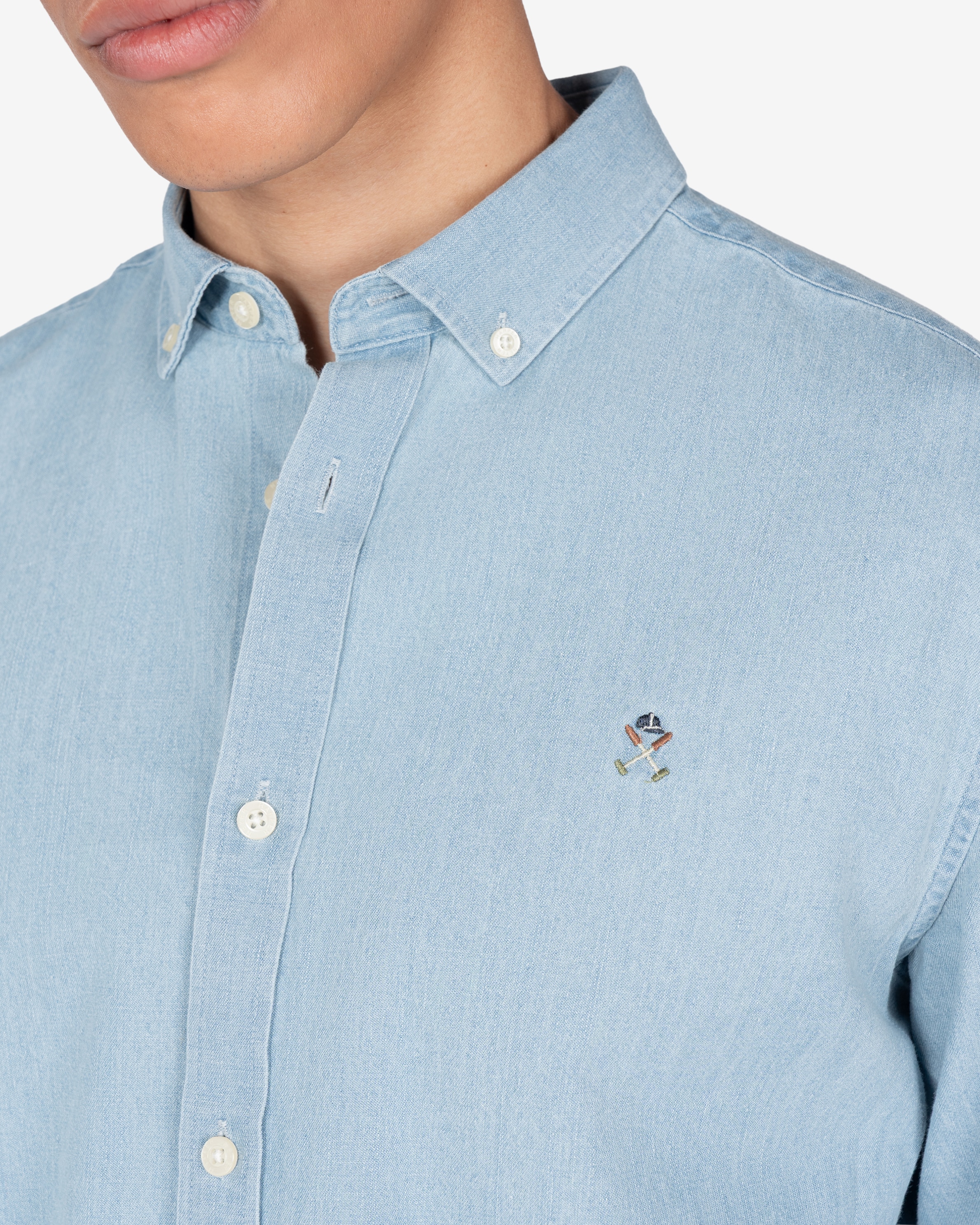 Camisa vaquera de hombre lisa - Harper & Neyer - Azul claro Azul claro-4