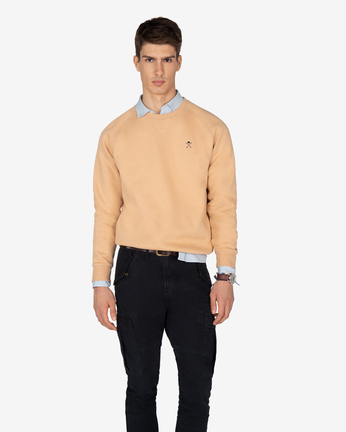 Imagen 0 de Sudadera de hombre con capucha con dibujo frontal Crudo