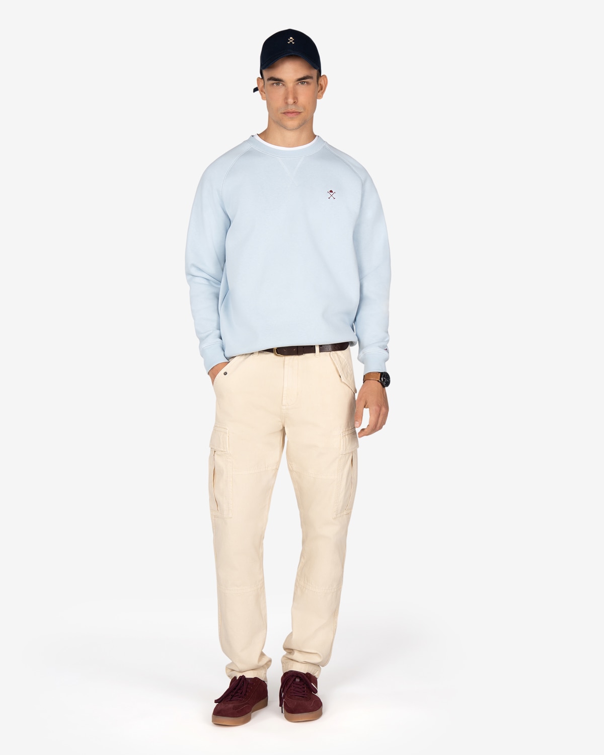 Imagen 3 de Sudadera de hombre lisa de algodón - Harper & Neyer - Azul claro Azul claro