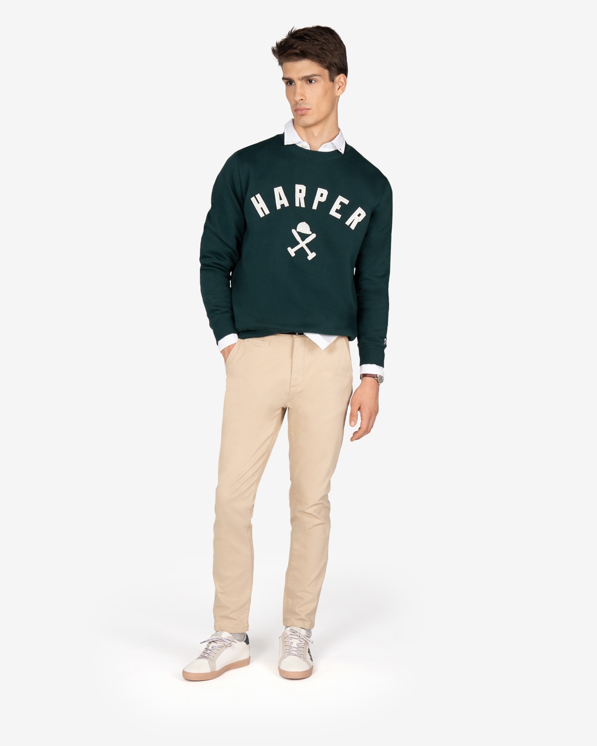 Sudadera de hombre con dibujo frontal algodón - Harper & Neyer - Verde oscuro Verde oscuro-3