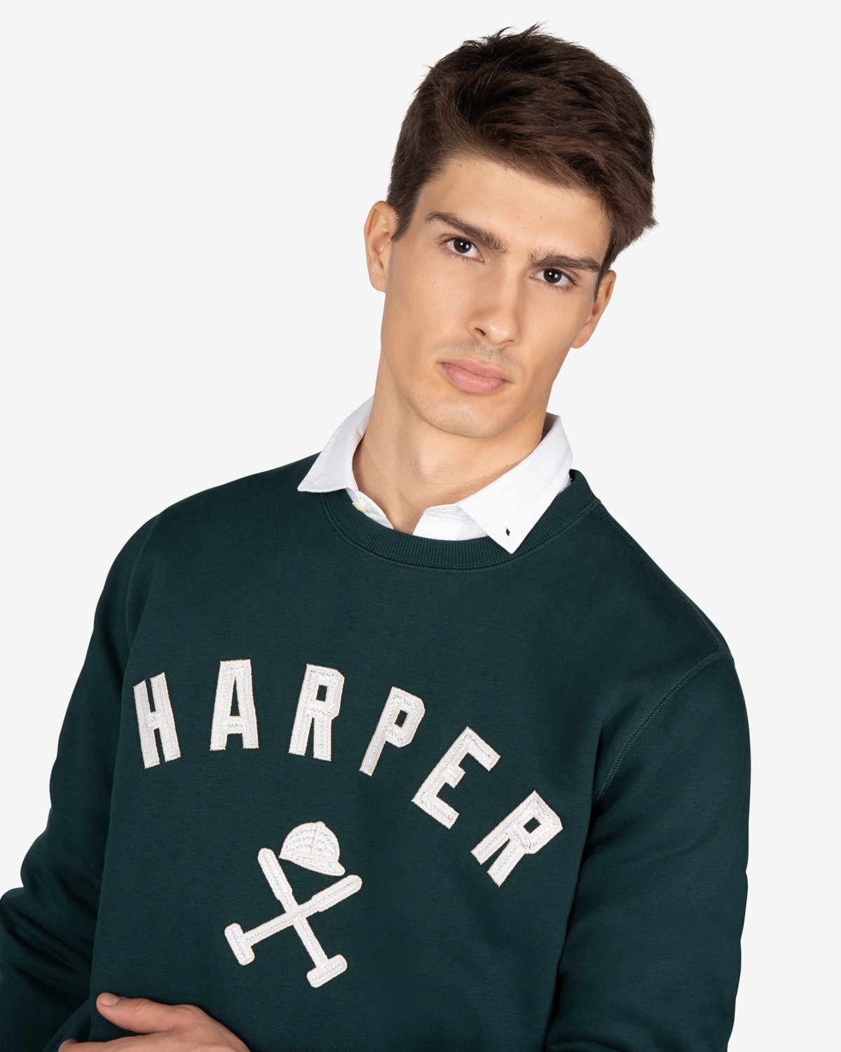 Sudadera de hombre con dibujo frontal algodón - Harper & Neyer - Verde oscuro Verde oscuro-4