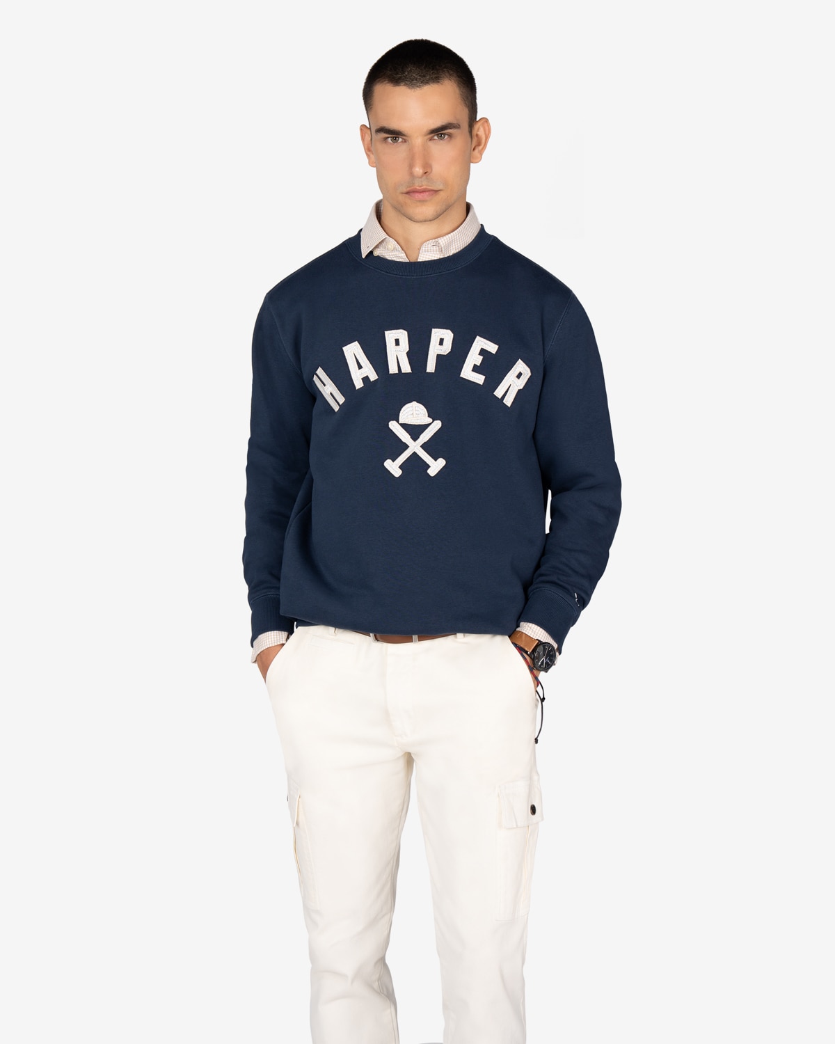 Sudadera de hombre con dibujo frontal algodón - Harper & Neyer - Azul marino Azul marino-1