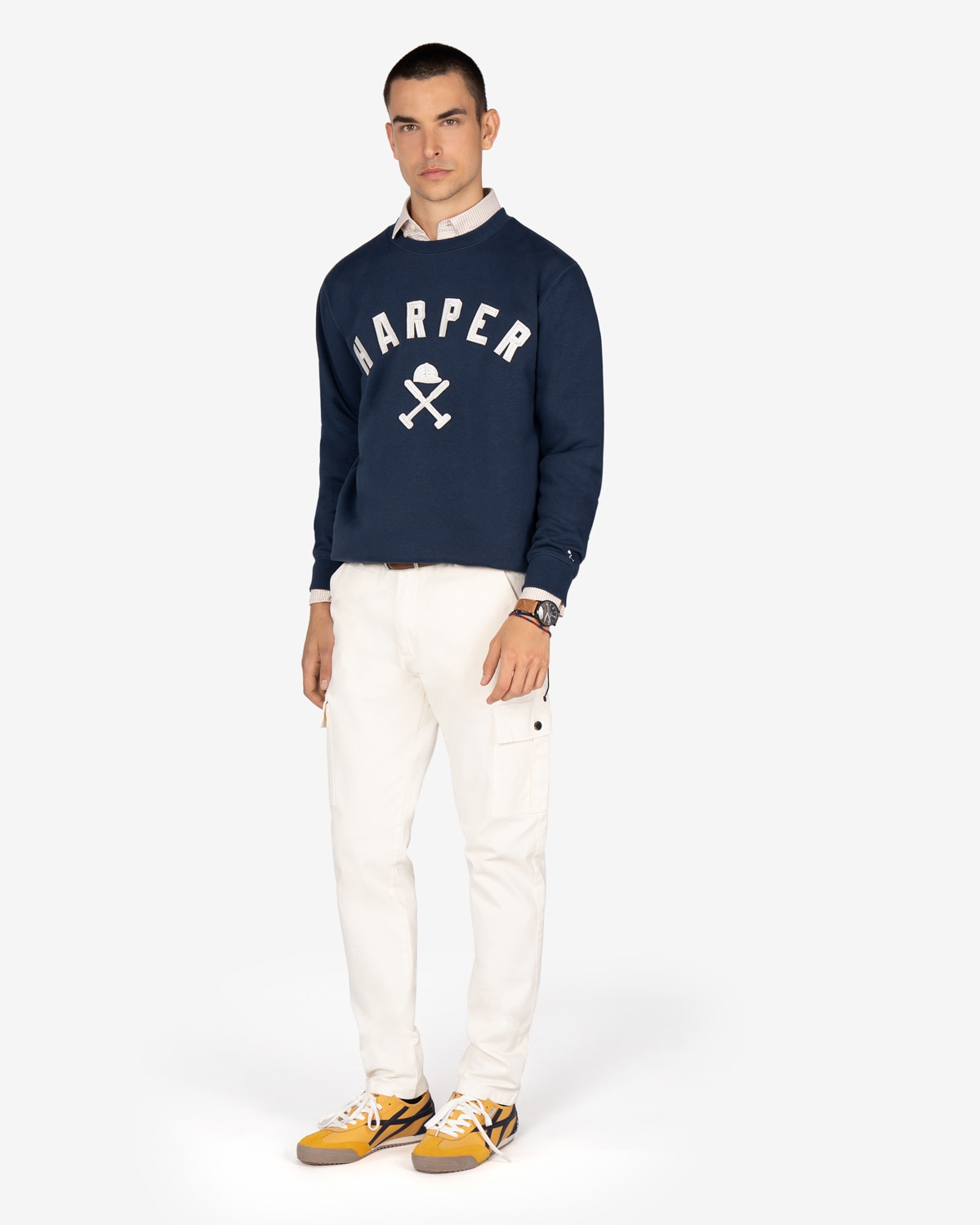 Sudadera de hombre con dibujo frontal algodón - Harper & Neyer - Azul marino Azul marino-3