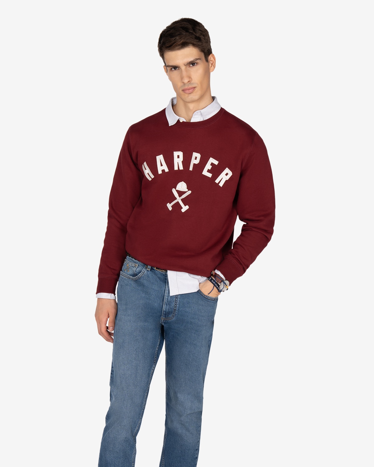 Sudadera de hombre con dibujo frontal algodón - Harper & Neyer - Burdeos Burdeos-1