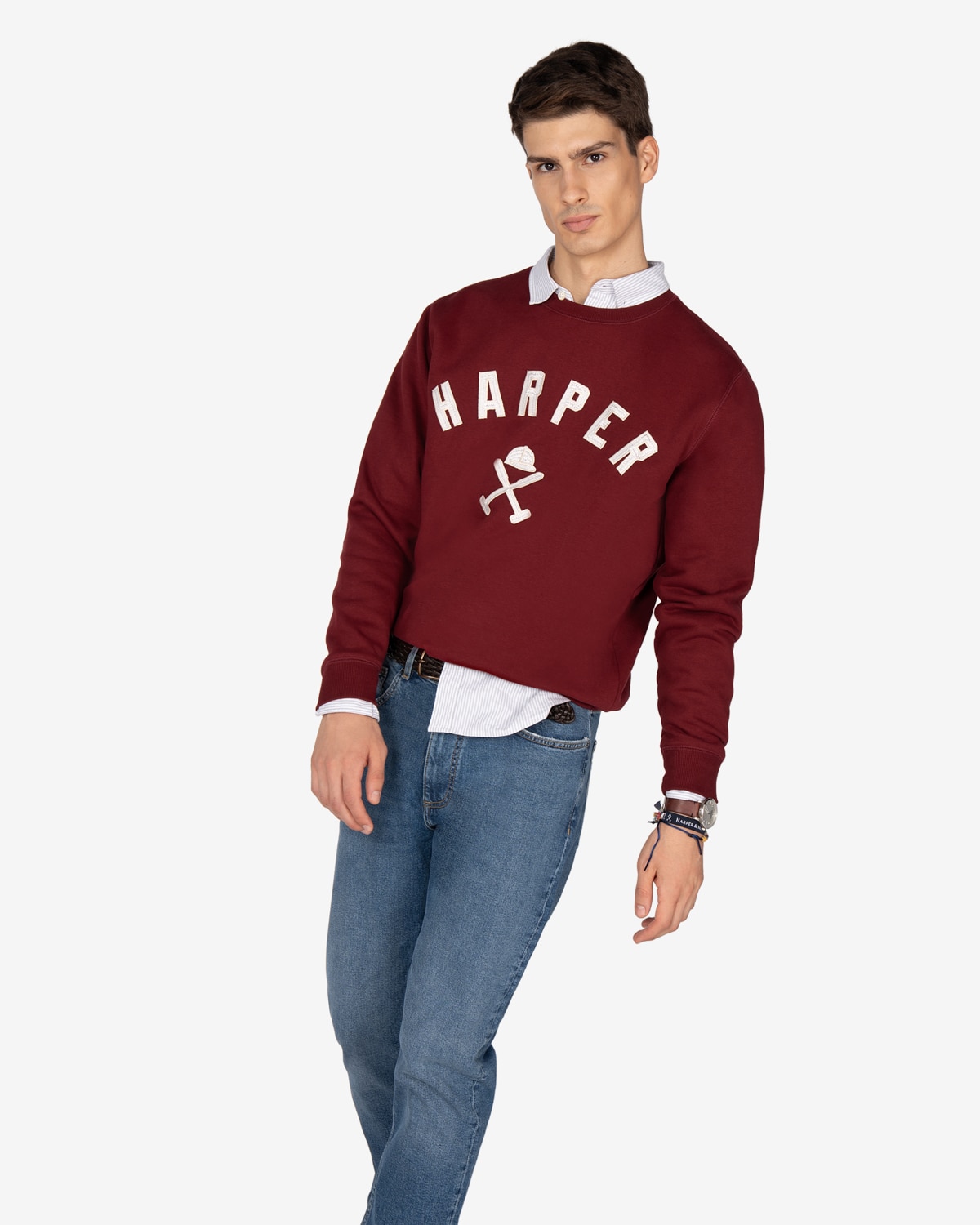 Sudadera de hombre con dibujo frontal algodón - Harper & Neyer - Burdeos Burdeos-3
