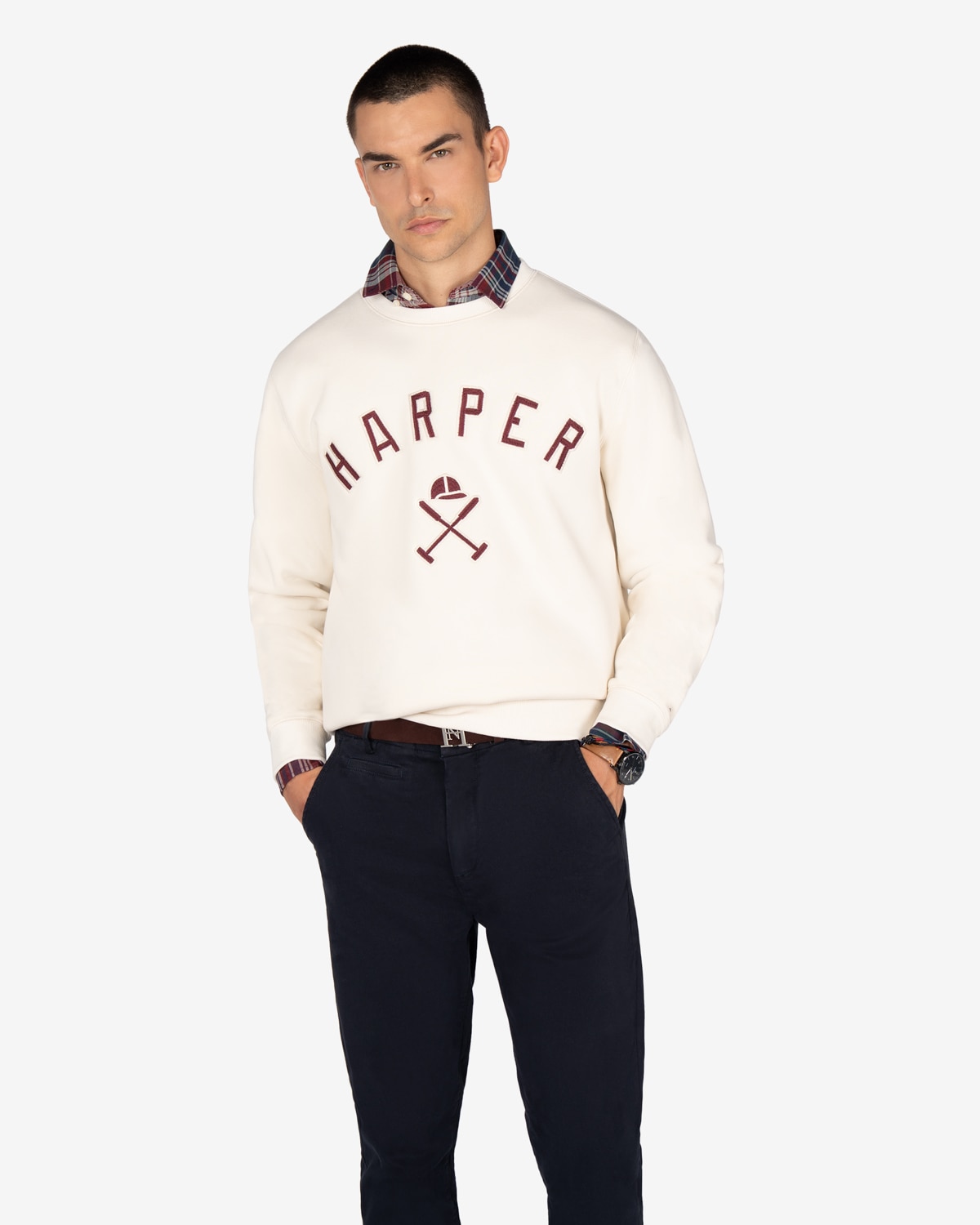 Sudadera de hombre con dibujo frontal algodón - Harper & Neyer - Crudo Crudo-1