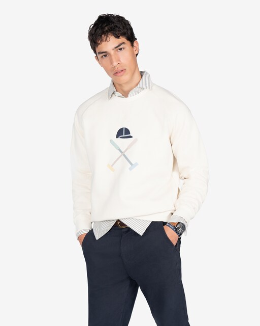 Imagen 0 de Sudadera de hombre con cuello redondo y dibujo frontal