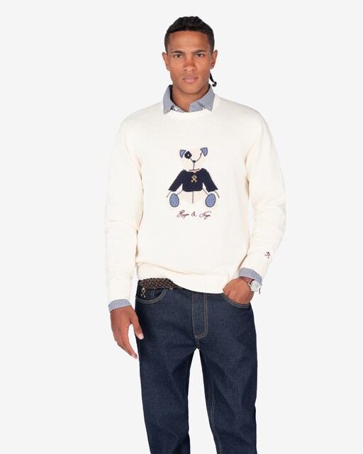 Imagen 0 de Jersey de hombre con cuello redondo y con dibujo frontal