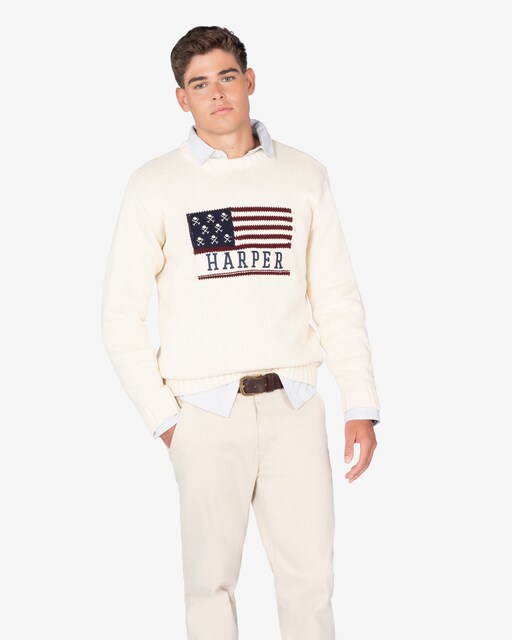 Imagen 0 de Jersey de hombre con cuello redondo y con dibujo frontal