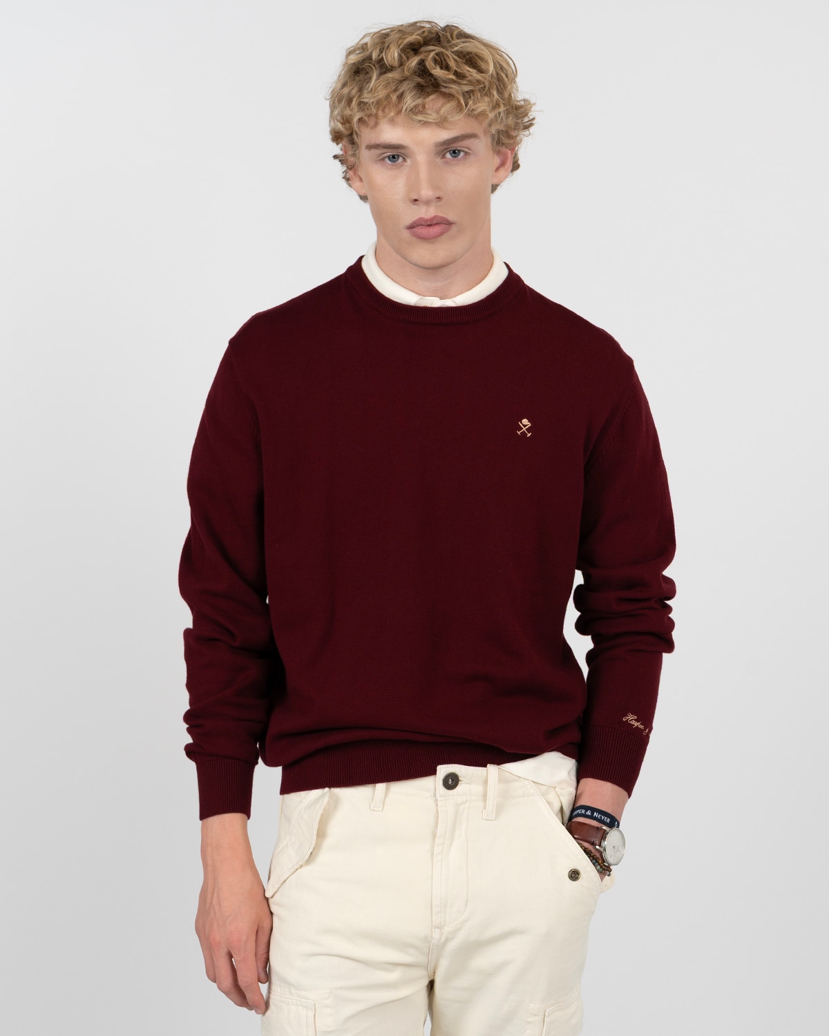 Jersey icon de algodón cuello redondo - Harper & Neyer - Burdeos Burdeos-1