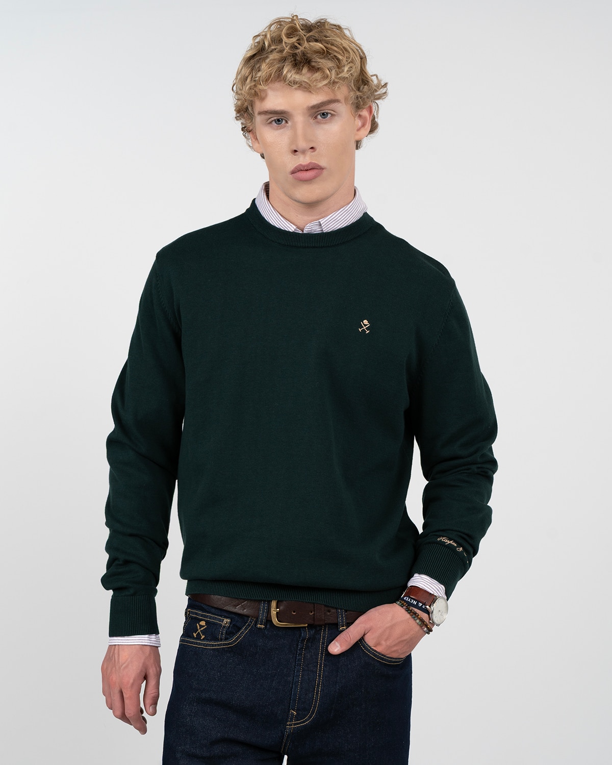 Jersey icon de algodón cuello redondo - Harper & Neyer - Verde oscuro Verde oscuro-1