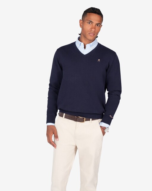 Imagen 0 de Jersey de hombre con cuello de pico liso