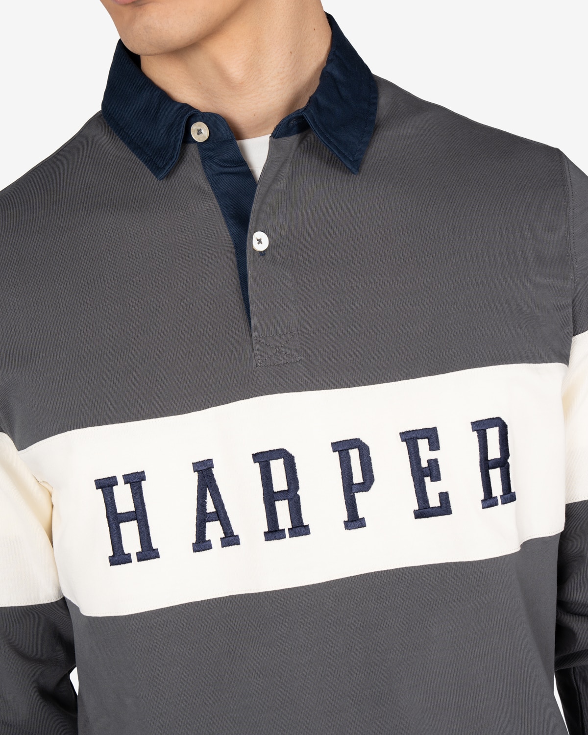 Imagen 4 de Polo de hombre de manga larga con dibujo frontal - Harper & Neyer - Gris Gris