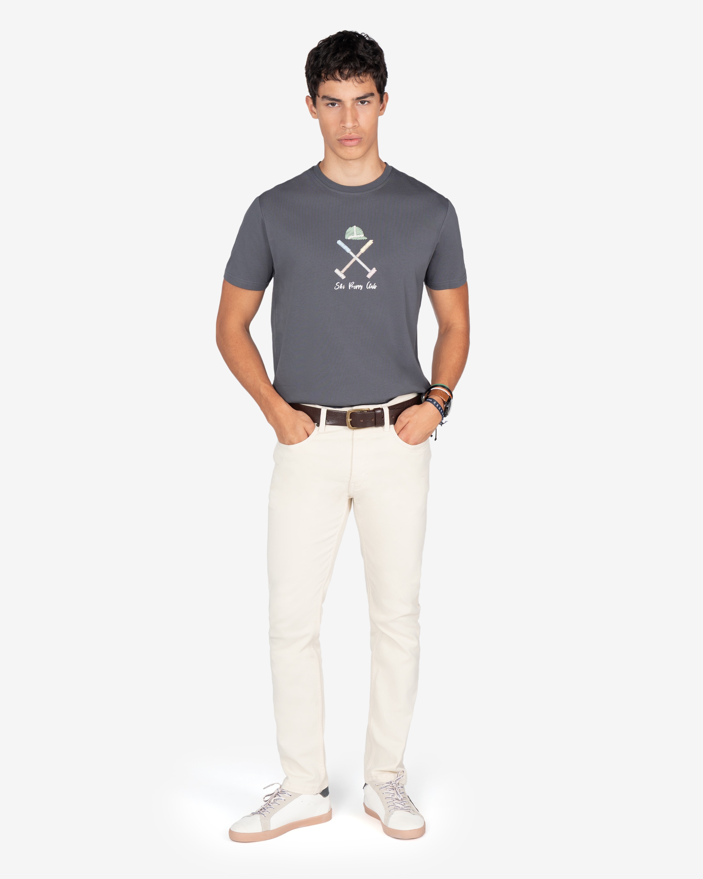 Camiseta de hombre de manga larga con dibujo frontal - Harper & Neyer - Gris Gris-3