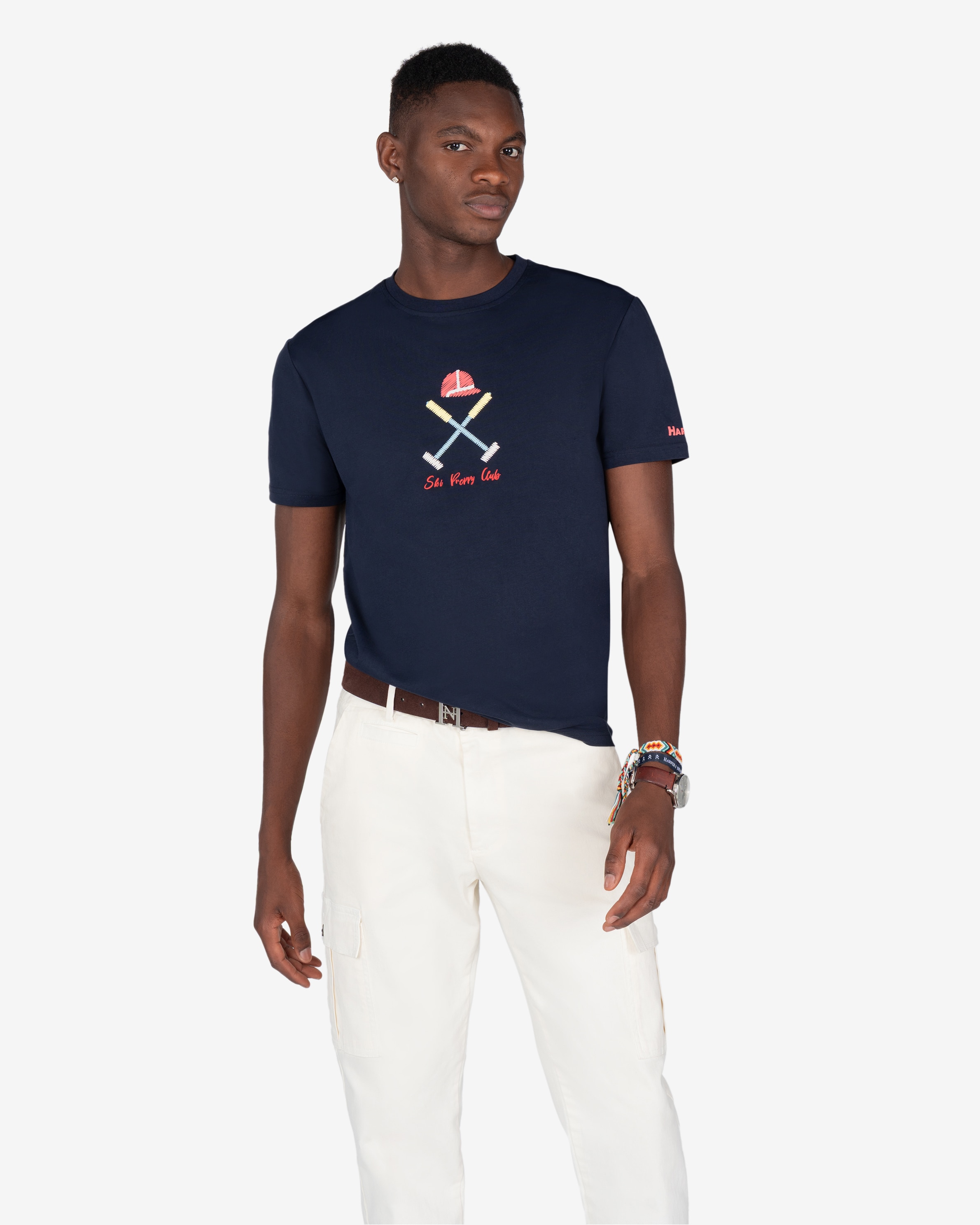 Camiseta de hombre de manga larga con dibujo frontal - Harper & Neyer - Azul marino Azul marino-1