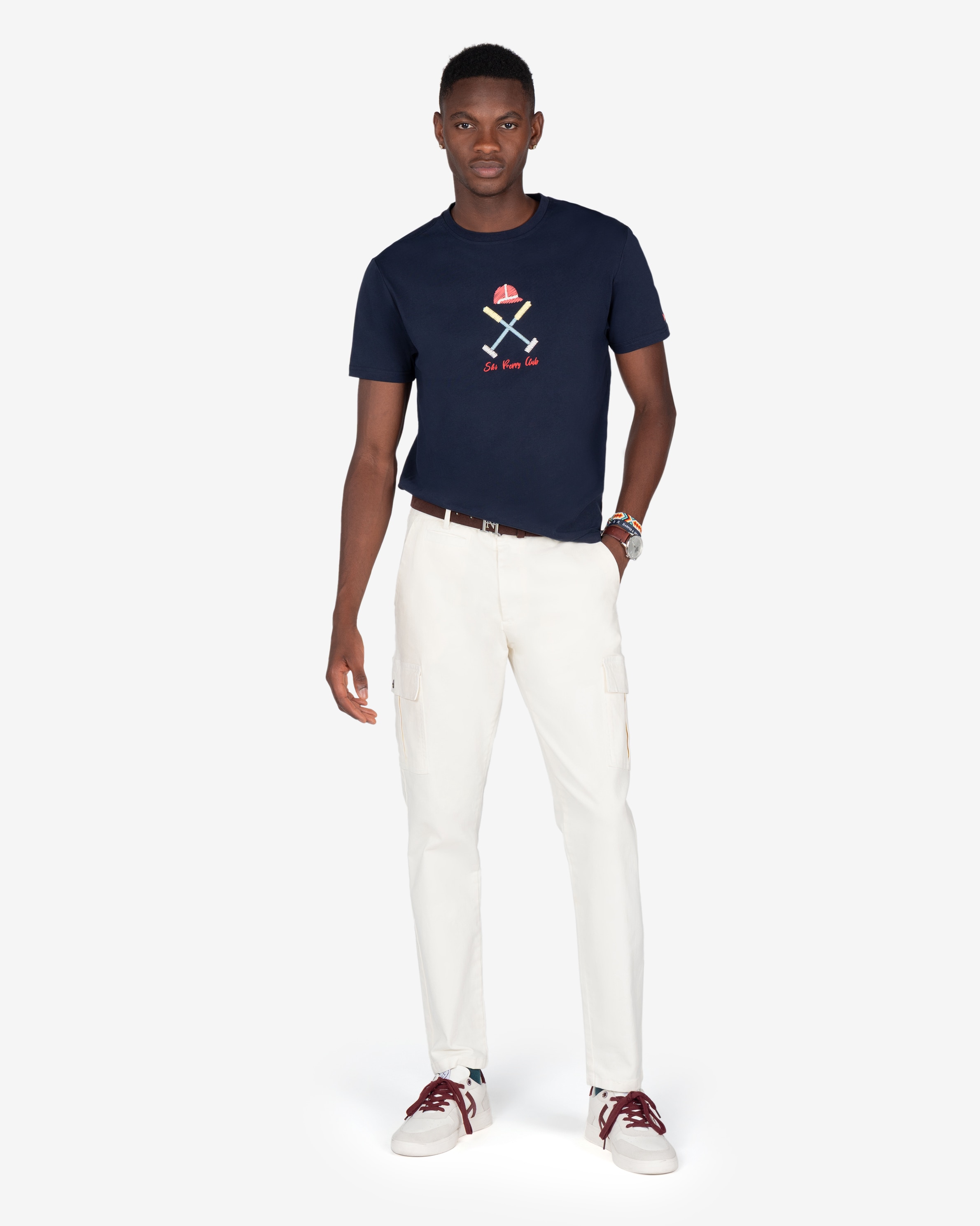 Camiseta de hombre de manga larga con dibujo frontal - Harper & Neyer - Azul marino Azul marino-3