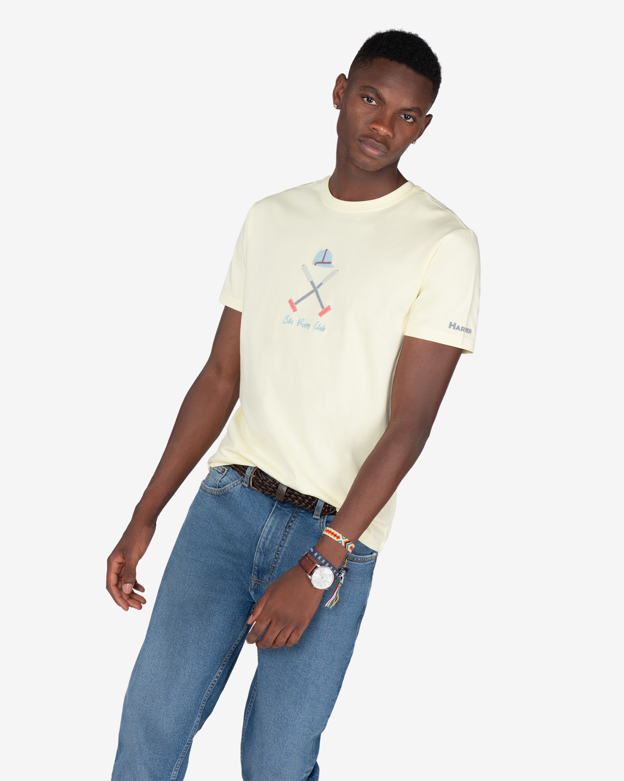 Camiseta de hombre de manga larga con dibujo frontal - Harper & Neyer - Amarillo Amarillo-1
