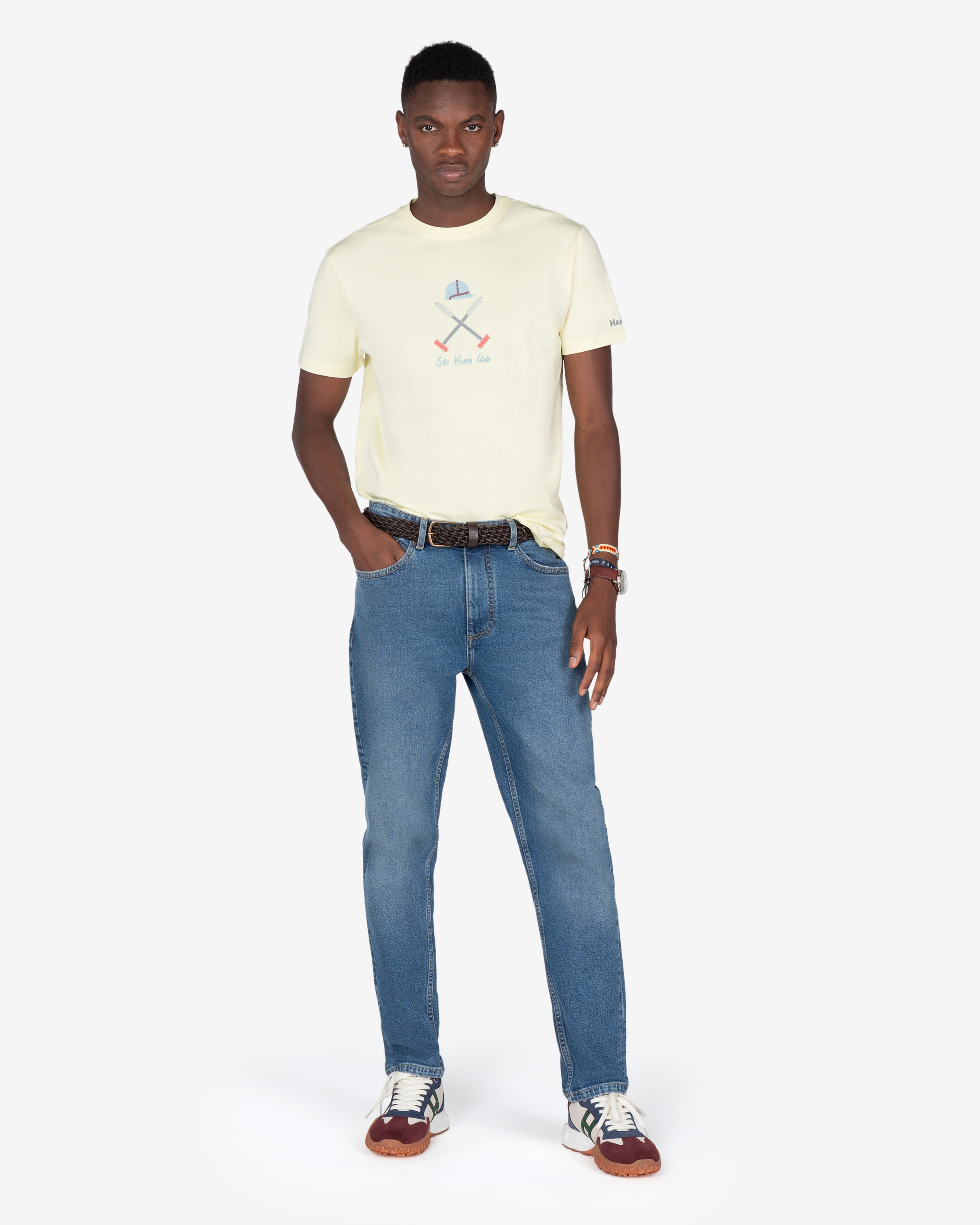 Camiseta de hombre de manga larga con dibujo frontal - Harper & Neyer - Amarillo Amarillo-3