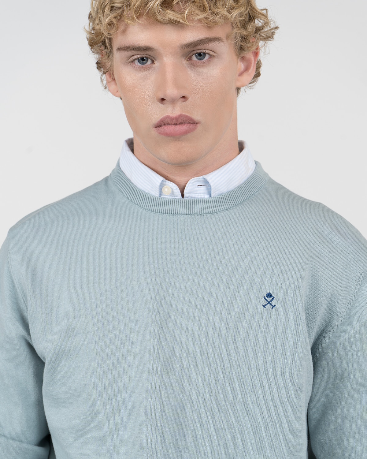 Jersey icon de algodón cuello redondo - Harper & Neyer - Azul claro Azul claro-4
