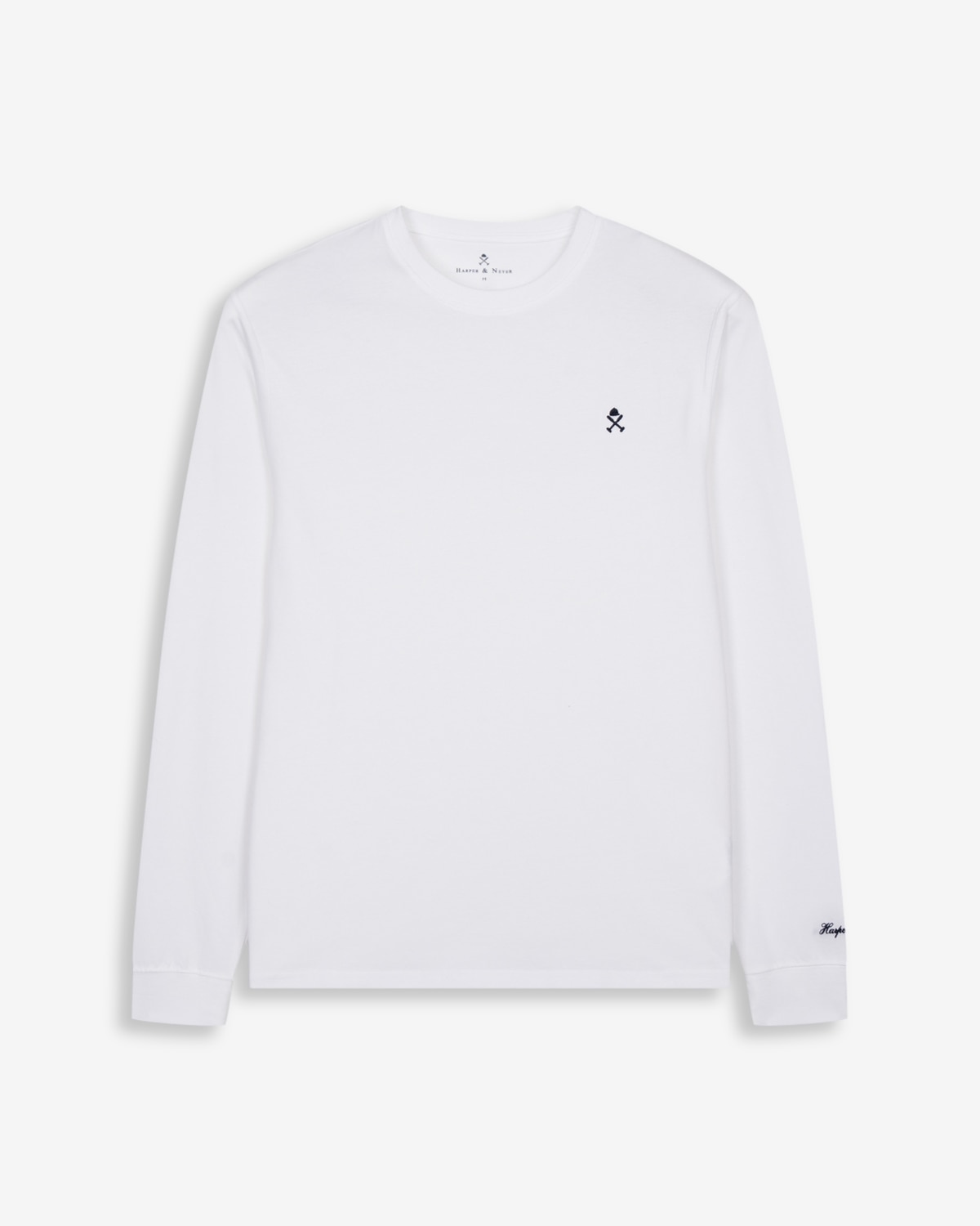 Camiseta de hombre de manga larga con cuello redondo - Harper & Neyer - Azul marino Blanco-1