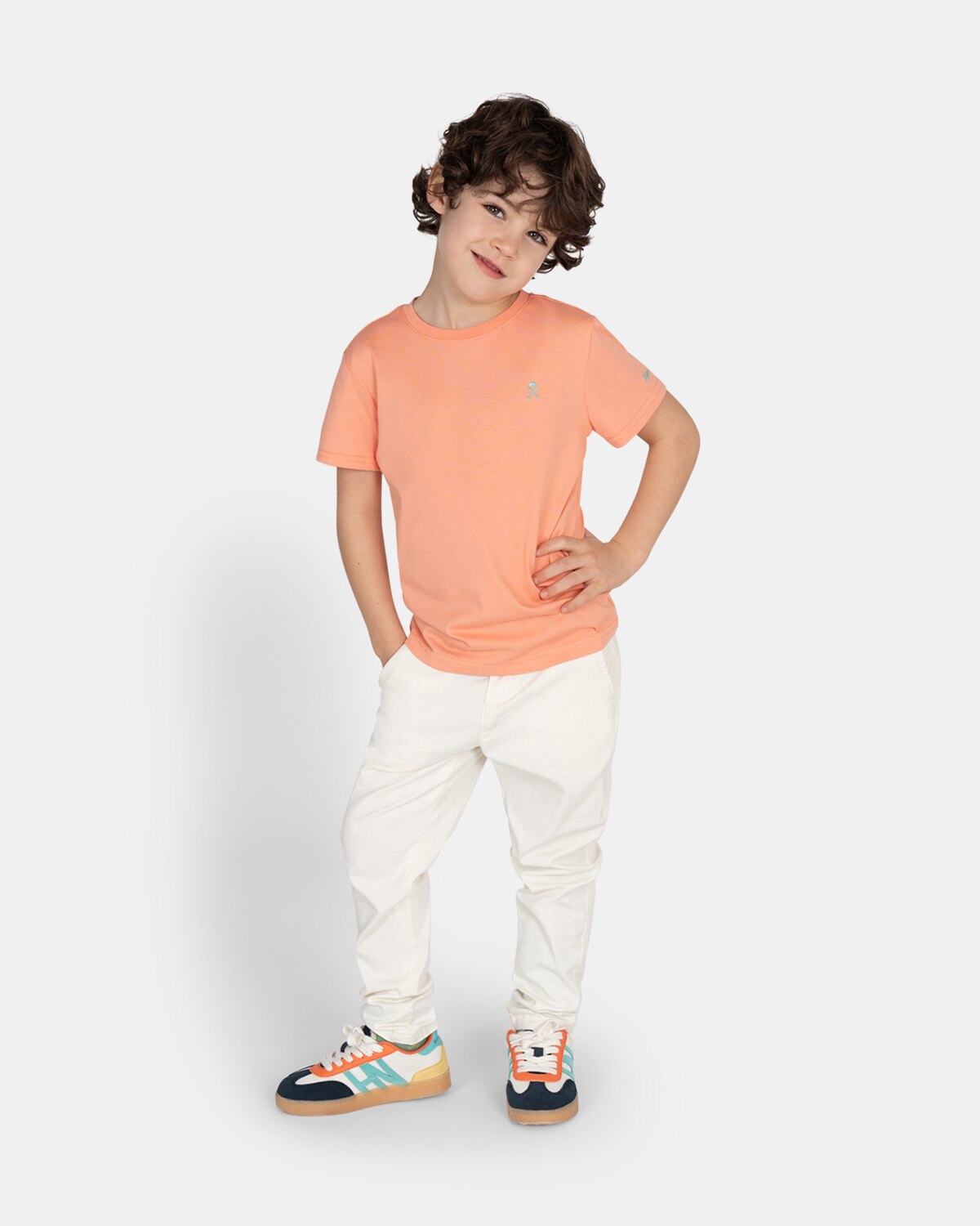 Camiseta de niño de manga corta de algodón - Harper & Neyer - Coral Coral-3