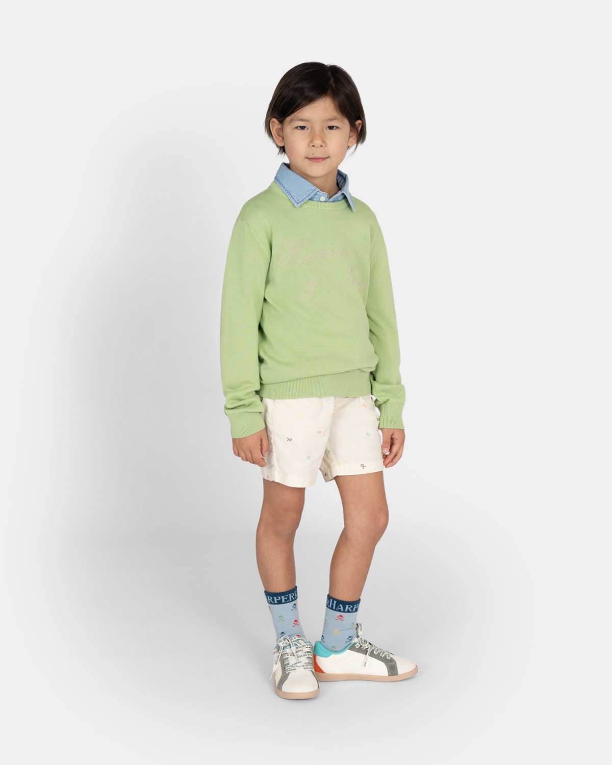 Jersey de niño con cuello redondo con dibujo frontal - Harper & Neyer - Verde claro Verde claro-3