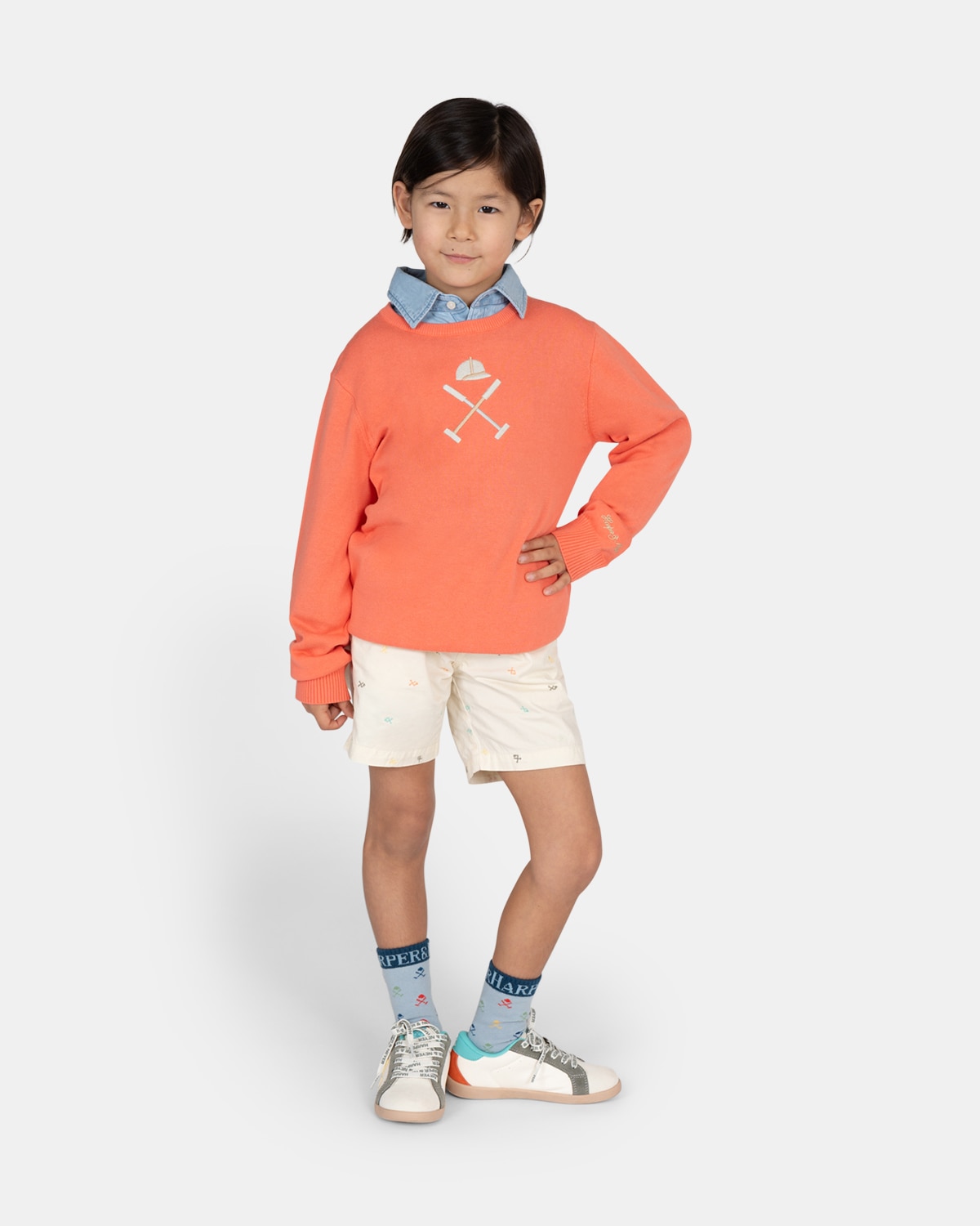 Jersey de niño con cuello redondo con dibujo frontal - Harper & Neyer - Coral Coral-3