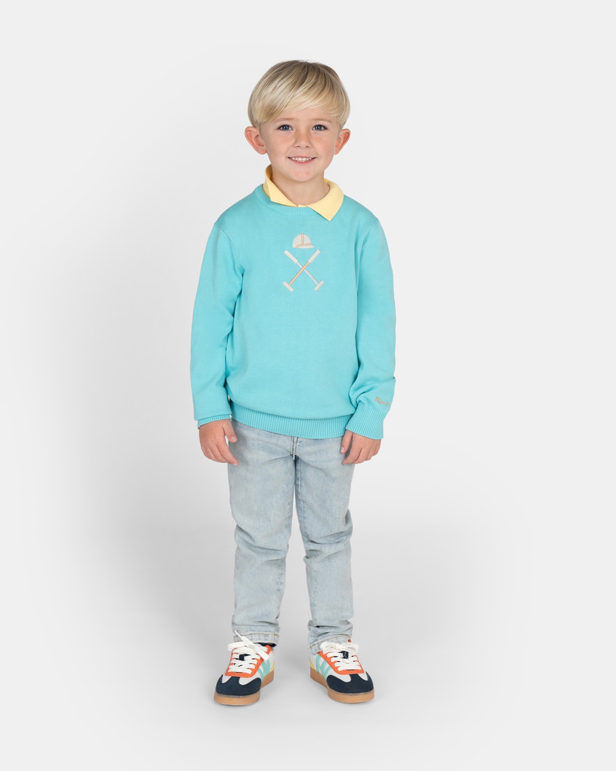 Jersey de niño con cuello redondo con dibujo frontal - Harper & Neyer - Verde Agua Verde Agua-3