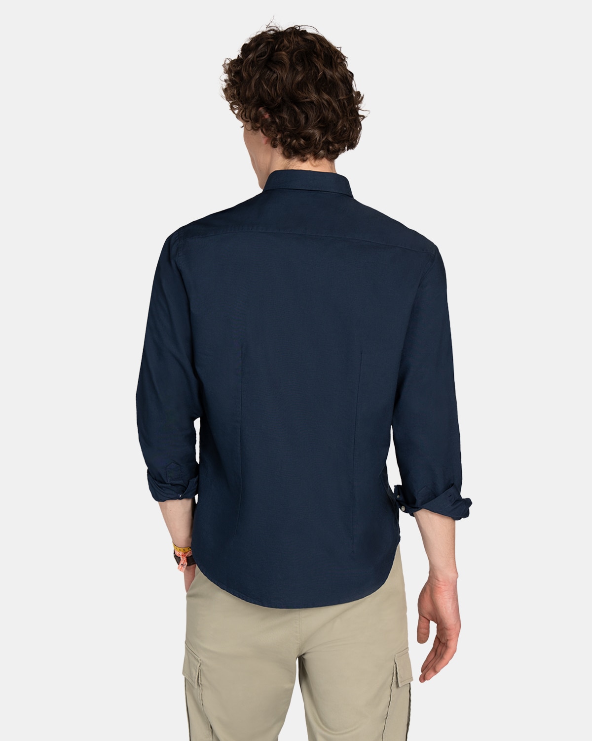 Camisa de hombre de algodón lisa - Harper & Neyer - Azul marino Azul marino-2