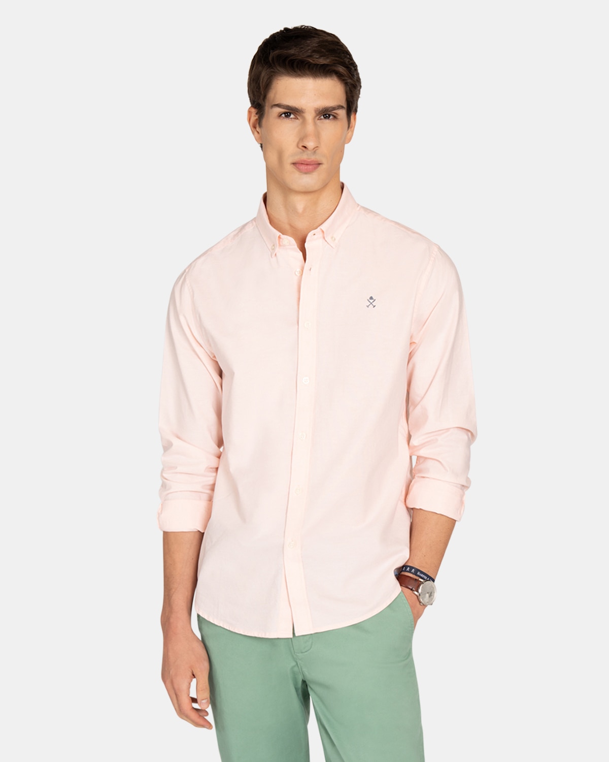 Camisa de hombre de algodón lisa - Harper & Neyer - Rosa claro Rosa claro-1