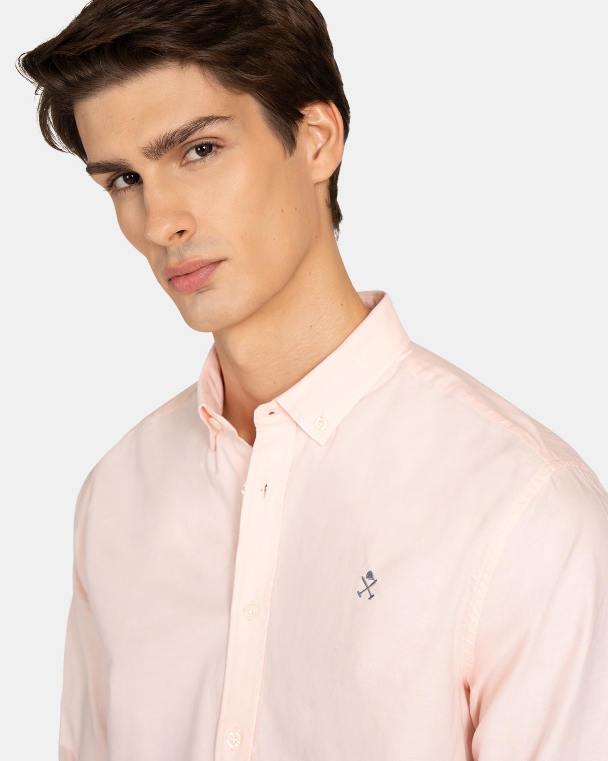 Camisa de hombre de algodón lisa - Harper & Neyer - Rosa claro Rosa claro-3
