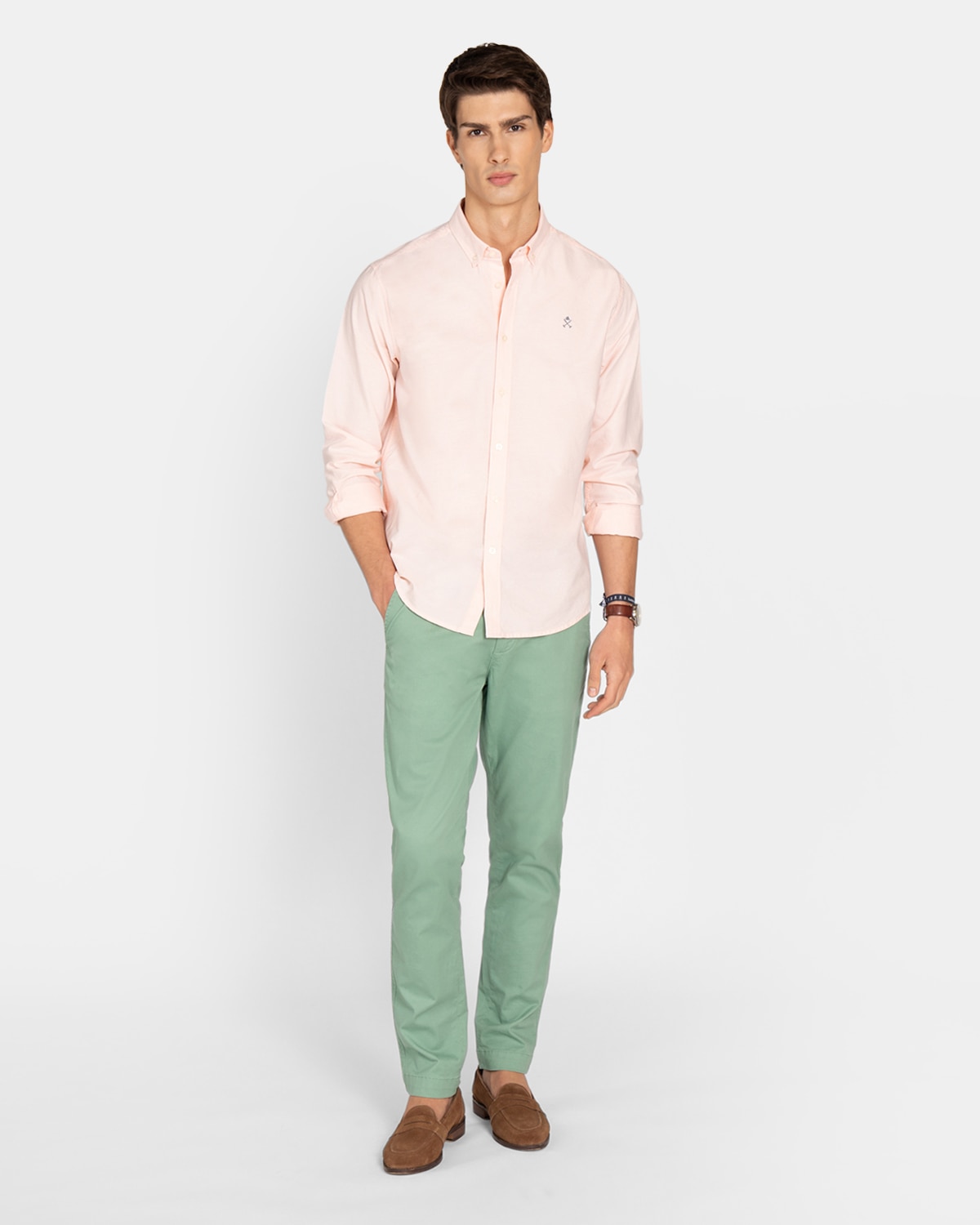 Camisa de hombre de algodón lisa - Harper & Neyer - Rosa claro Rosa claro-4