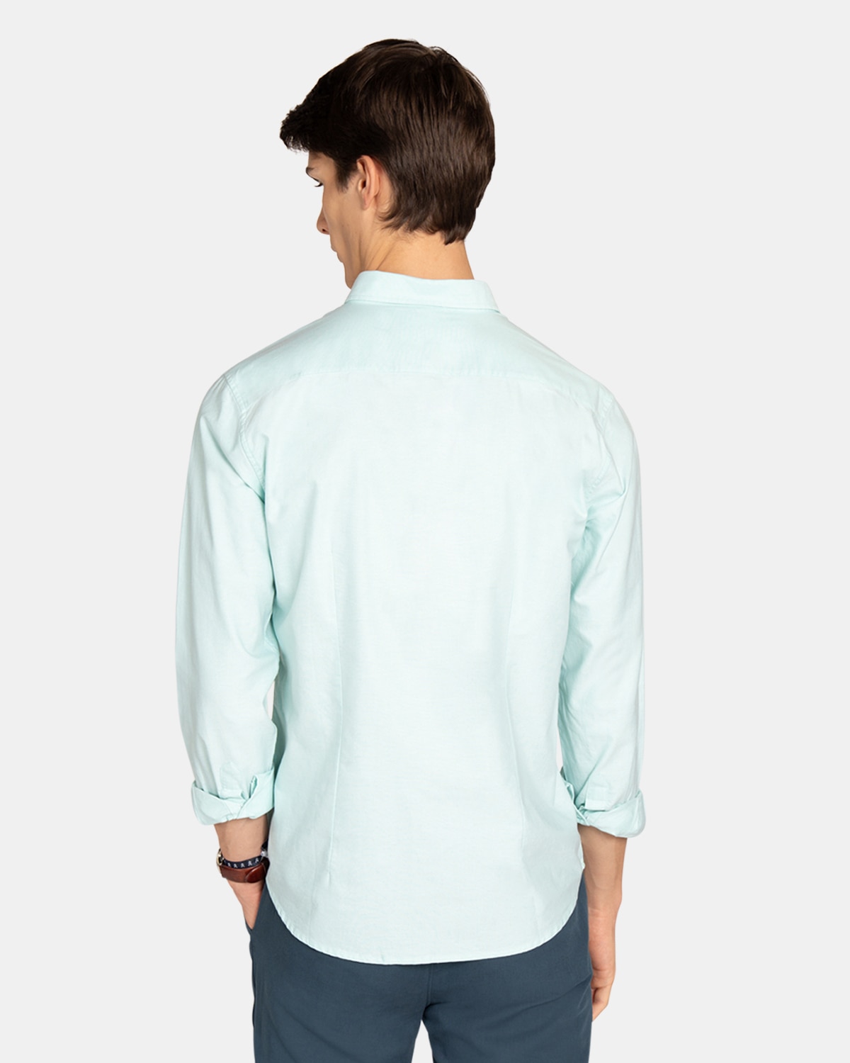 Camisa de hombre de algodón lisa - Harper & Neyer - Turquesa Turquesa-2