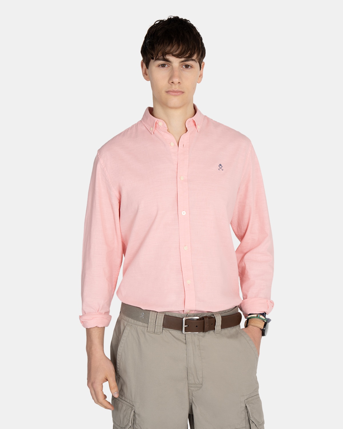 Camisa de lino de hombre lisa - Harper & Neyer - Amarillo Amarillo-1