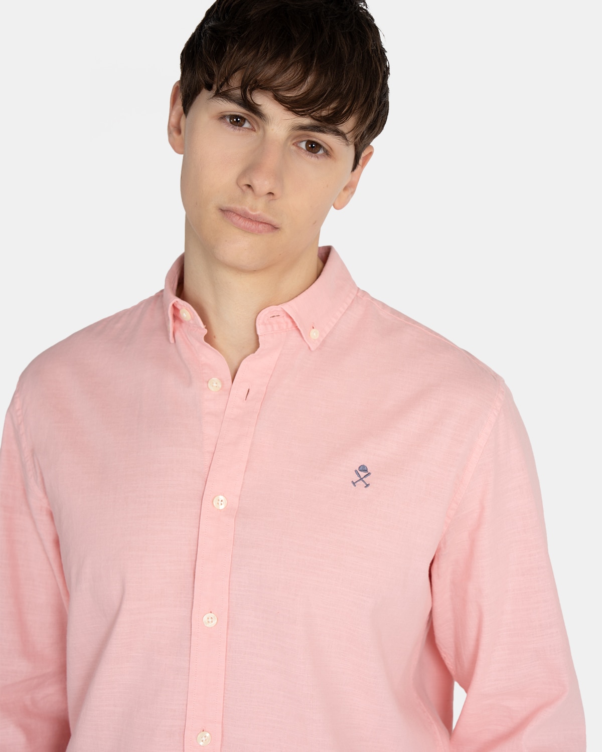 Camisa de lino de hombre lisa - Harper & Neyer - Amarillo Amarillo-3