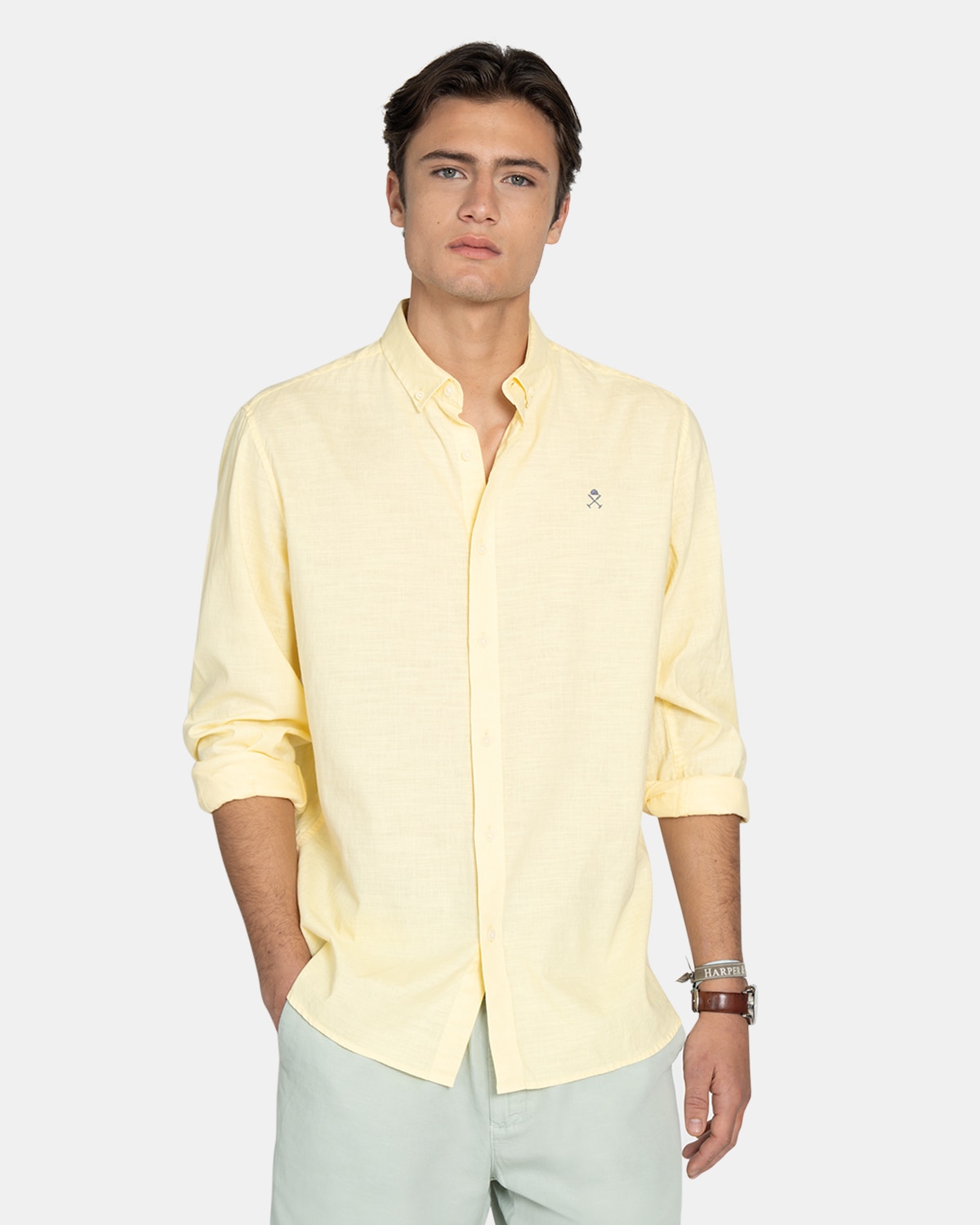 Harper & Neyer - Camisa de lino de hombre lisa.