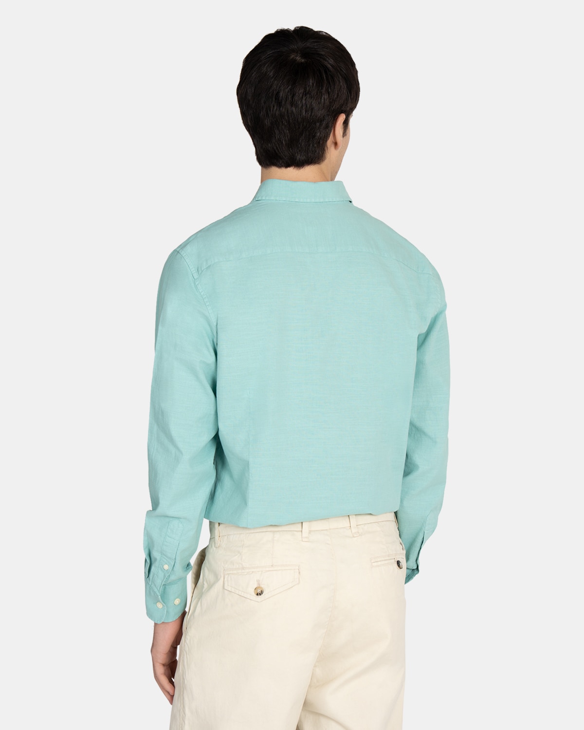 Camisa de lino de hombre lisa - Harper & Neyer - Verde Verde-2