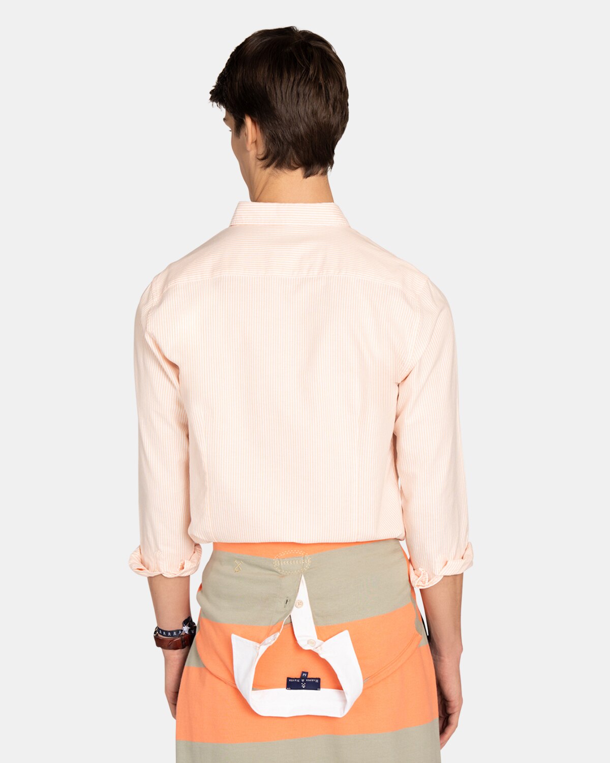 Imagen 2 de Camisa Oxfrord de hombre de rayas - Harper & Neyer - Coral Coral