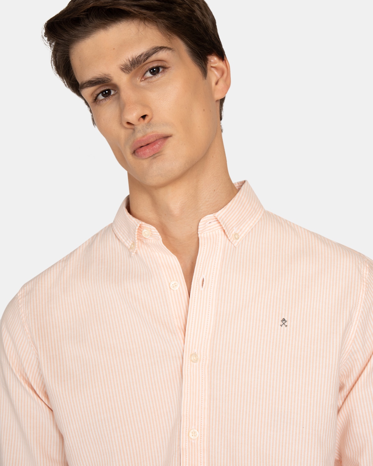 Imagen 3 de Camisa Oxfrord de hombre de rayas - Harper & Neyer - Coral Coral
