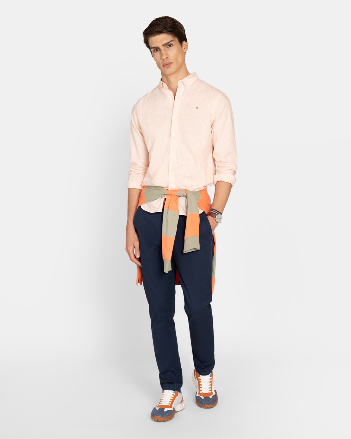 Imagen 4 de Camisa Oxfrord de hombre de rayas - Harper & Neyer - Coral Coral