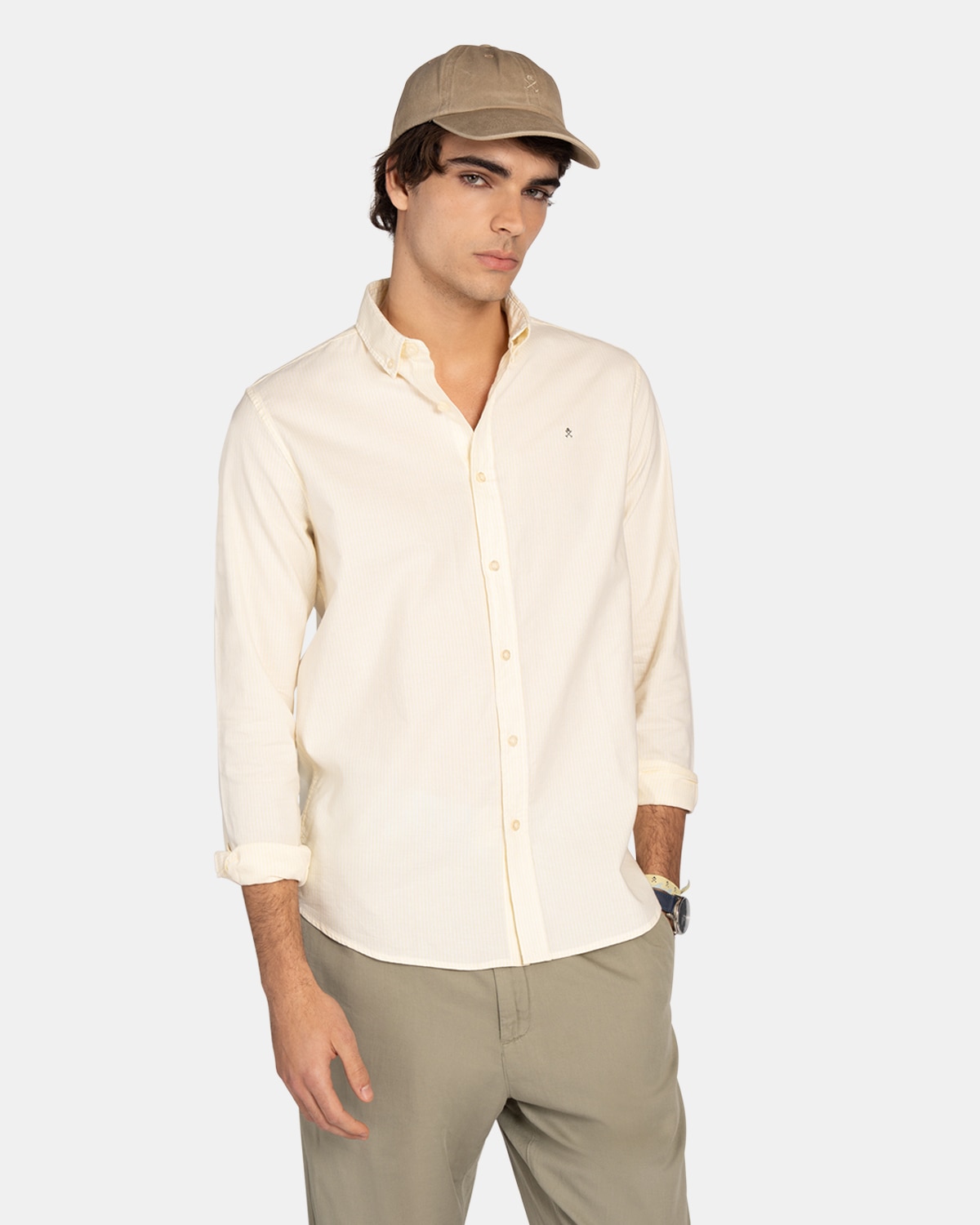 Camisa Oxfrord de hombre de rayas - Harper & Neyer - Crema Crema-1