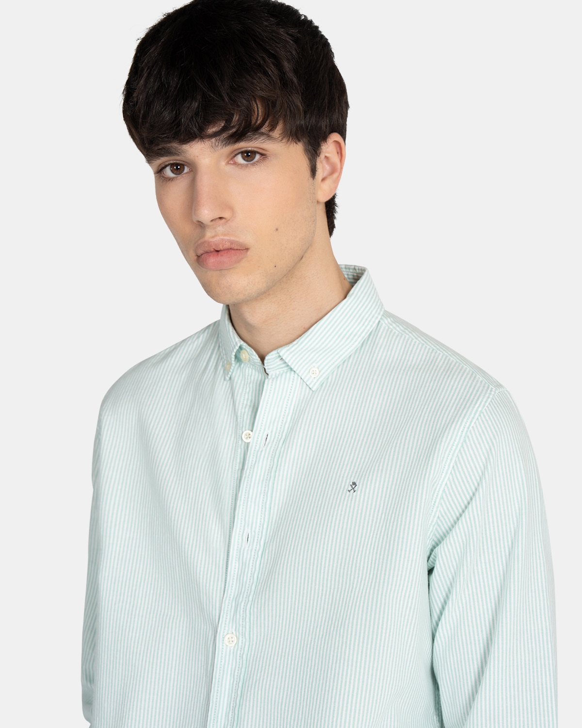 Camisa oxford de hombre de rayas - Harper & Neyer - Verde azulado Verde azulado-3
