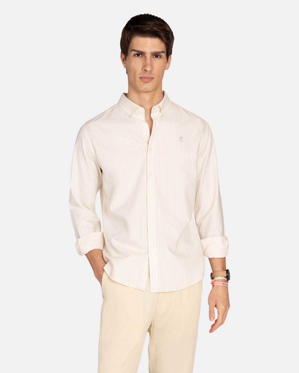 Camisa Oxfrord de hombre de rayas - Harper & Neyer - Camel Camel-1
